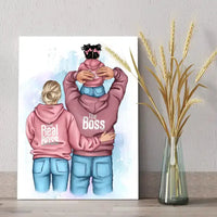 Personalizuotas "Tikra boso šeima" iliustracija su vaiku ant drobės  Drobe -  dovanokis.lt