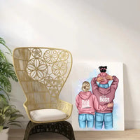 Personalizuotas "Tikra boso šeima" iliustracija su vaiku ant drobės  Drobe -  dovanokis.lt