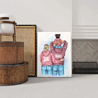 Personalizuotas "Tikra boso šeima" iliustracija su vaiku ant drobės  Drobe -  dovanokis.lt