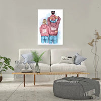 Personalizuotas "Tikra boso šeima" iliustracija su vaiku ant drobės  Drobe -  dovanokis.lt