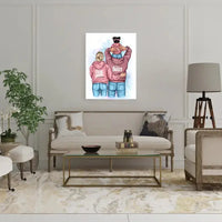 Personalizuotas "Tikra boso šeima" iliustracija su vaiku ant drobės  Drobe -  dovanokis.lt