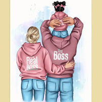 Personalizuotas "Tikra boso šeima" iliustracija su vaiku ant drobės  Drobe -  dovanokis.lt