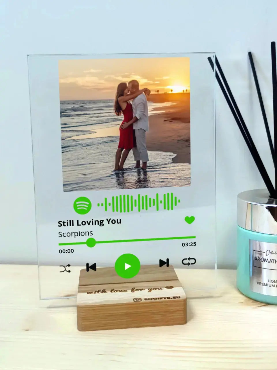 Personalizuotas "Spotify" stiklinis posteris su jūsų nuotrauka TeeInBlue