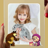 Personalizuotas "Maša ir Lokys" stiklinis posteris su jūsų nuotrauka TeeInBlue