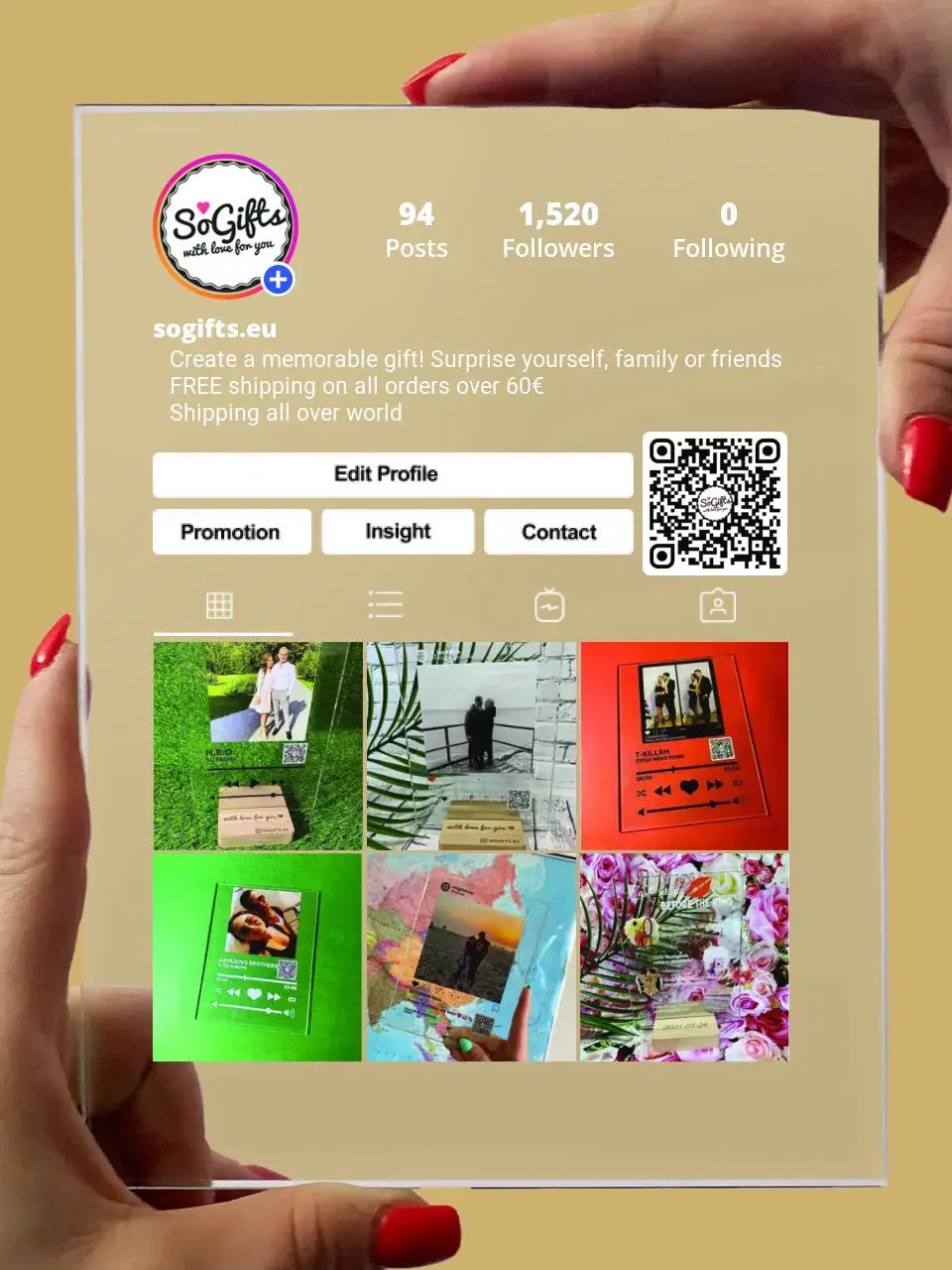 Personalizuotas "Instagram Profile" stiklinis posteris su jūsų nuotrauka TeeInBlue