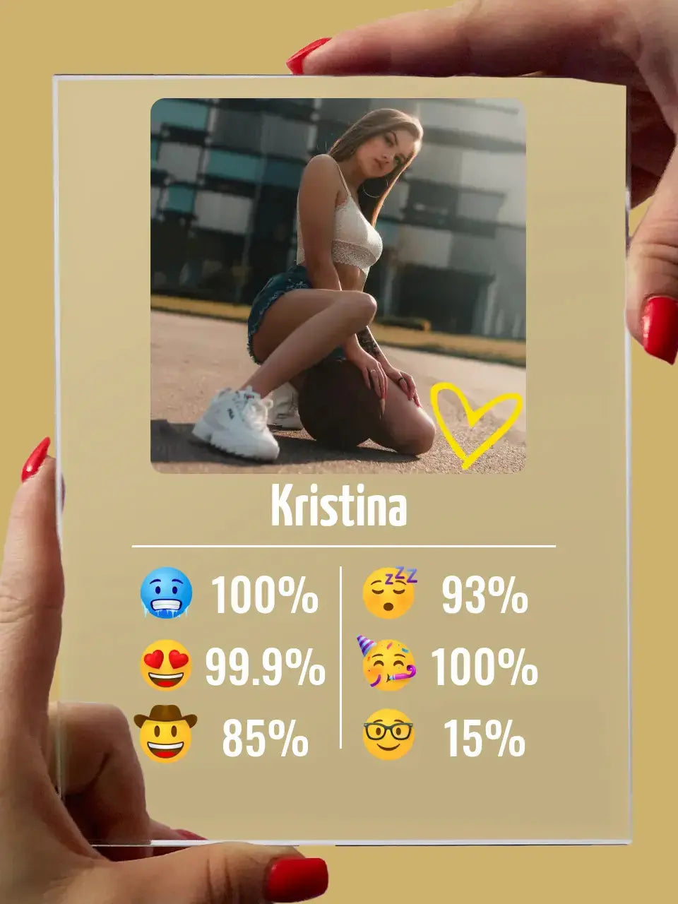 Personalizuotas "Emojis" stiklinis posteris su jūsų nuotrauka TeeInBlue