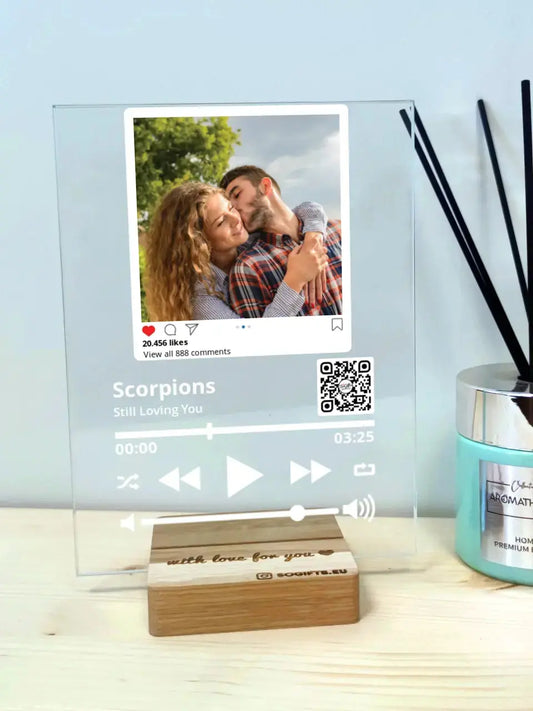 Personalizuotas "So Player + Instagram + Heart" stiklinis posteris su jūsų nuotrauka TeeInBlue