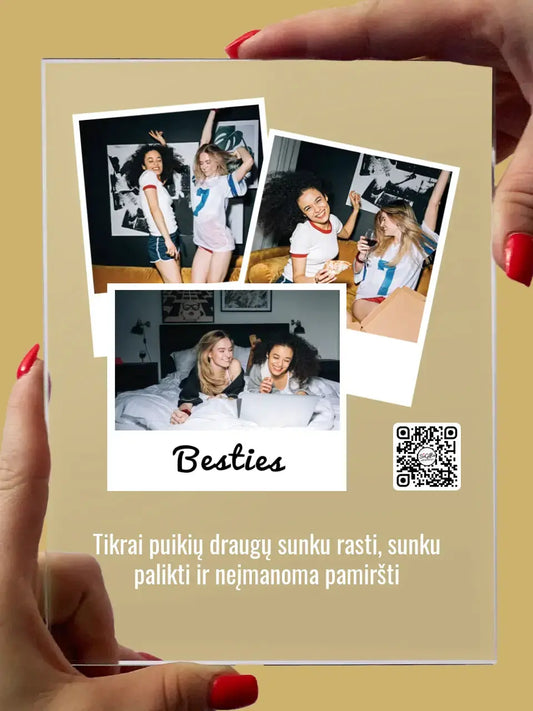 Personalizuotas "Besties" stiklinis posteris su jūsų nuotrauka TeeInBlue