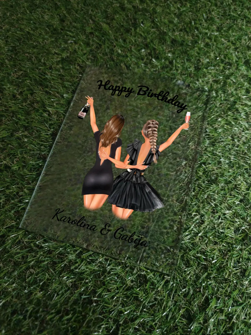 Personalizuota gimtadienio merginos iliustraciją, stiklinis posteris