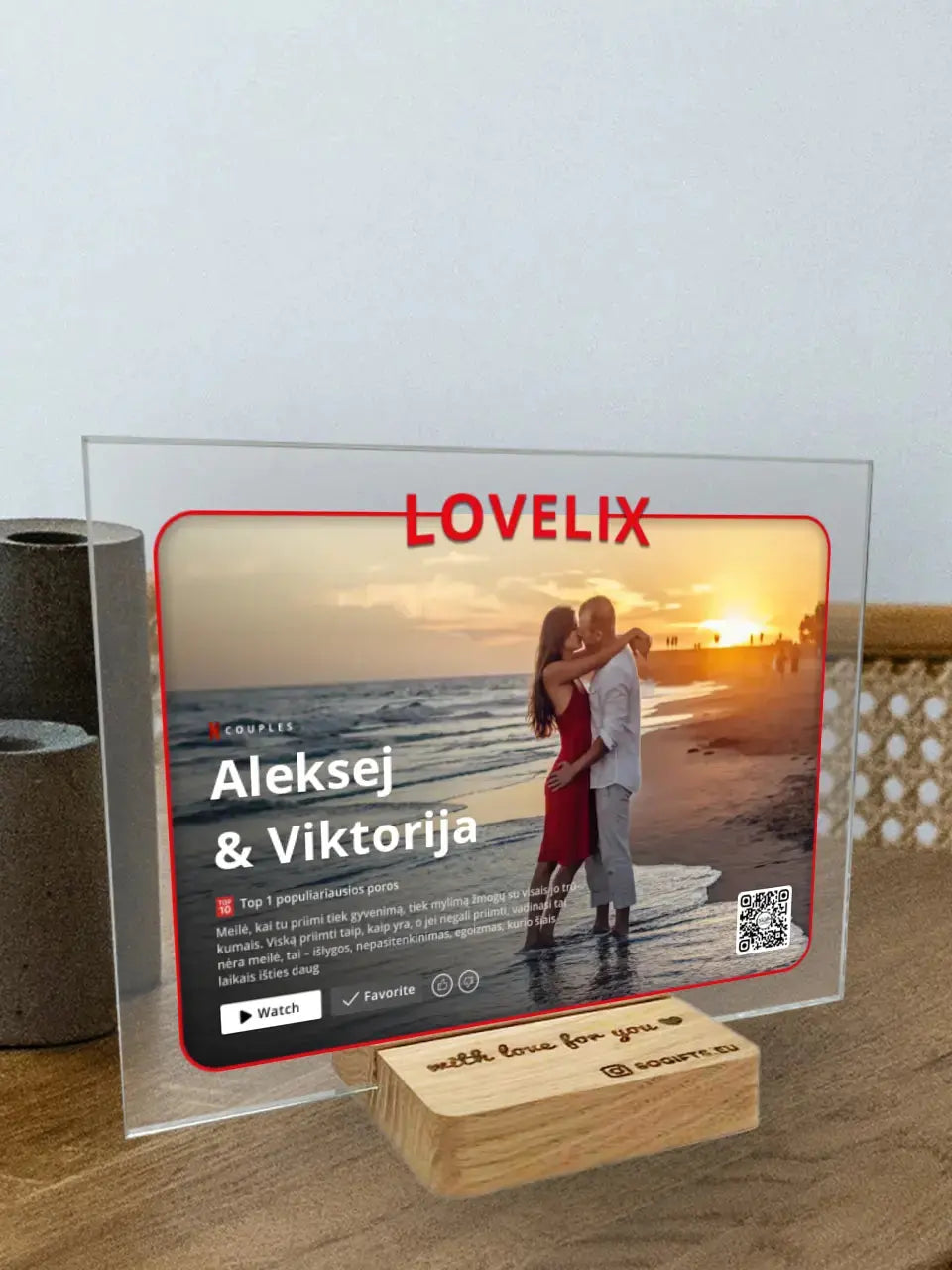 Personalizuotas "Netflix" filmų posteris poroms ant stiklo su jūsų nuotraukomis. Jūsų filmo/serialo viršelis kaip „Netflix“ TeeInBlue