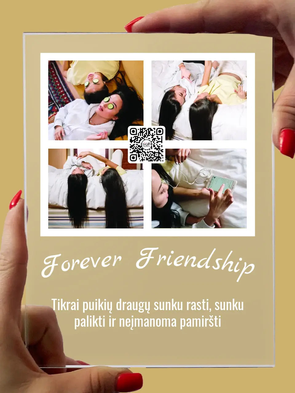 Personalizuotas "Forever Friendship" stiklinis posteris su jūsų nuotrauka