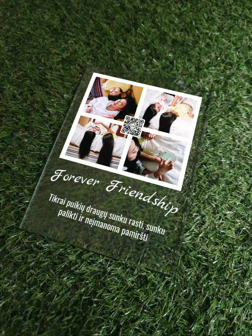 Personalizuotas "Forever Friendship" stiklinis posteris su jūsų nuotrauka TeeInBlue