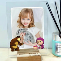 Personalizuotas "Maša ir Lokys" stiklinis posteris su jūsų nuotrauka TeeInBlue