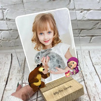 Personalizuotas "Maša ir Lokys" stiklinis posteris su jūsų nuotrauka TeeInBlue