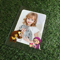 Personalizuotas "Maša ir Lokys" stiklinis posteris su jūsų nuotrauka TeeInBlue