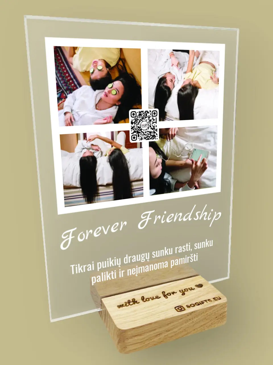Personalizuotas "Forever Friendship" stiklinis posteris su jūsų nuotrauka