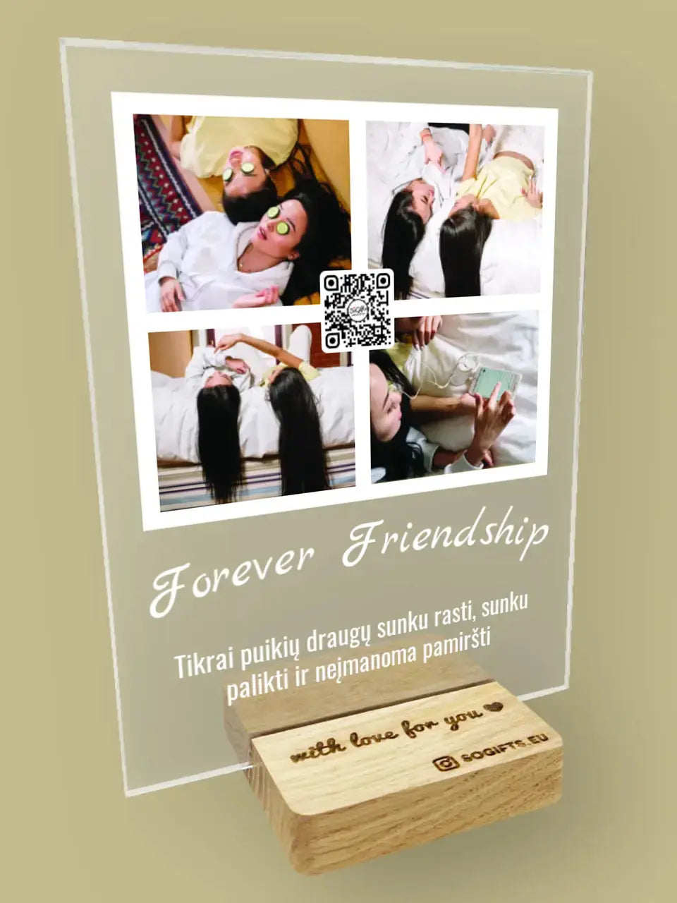 Personalizuotas "Forever Friendship" stiklinis posteris su jūsų nuotrauka TeeInBlue