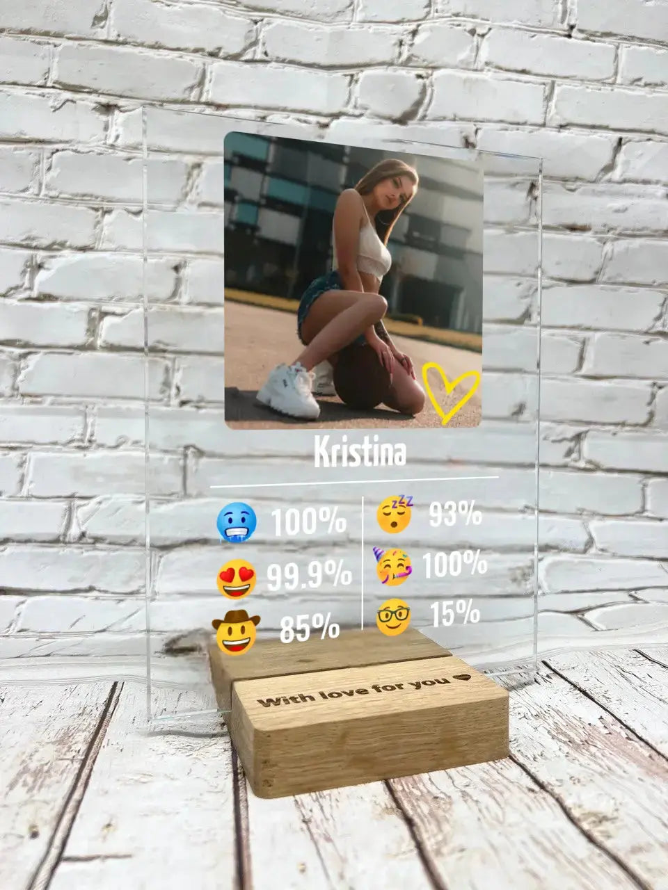 Personalizuotas "Emojis" stiklinis posteris su jūsų nuotrauka TeeInBlue