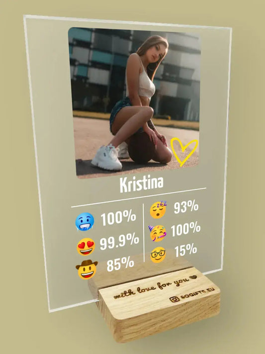 Personalizuotas "Emojis" stiklinis posteris su jūsų nuotrauka TeeInBlue