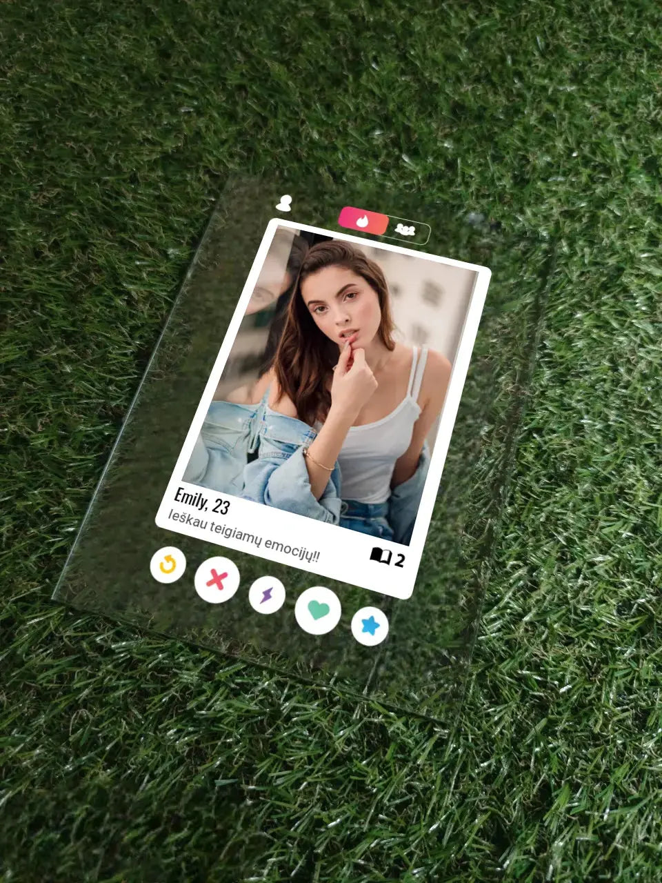 Personalizuotas "Tinder" stiklinis posteris su jūsų nuotrauka TeeInBlue