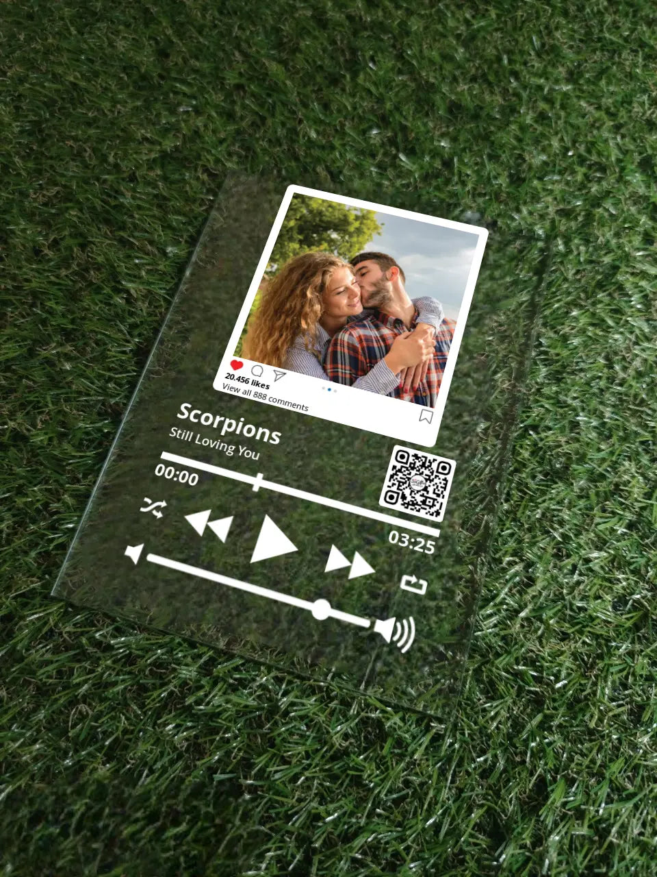 Personalizuotas "So Player + Instagram + Heart" stiklinis posteris su jūsų nuotrauka