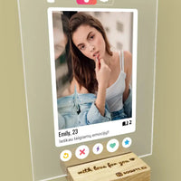 Personalizuotas "Tinder" stiklinis posteris su jūsų nuotrauka TeeInBlue