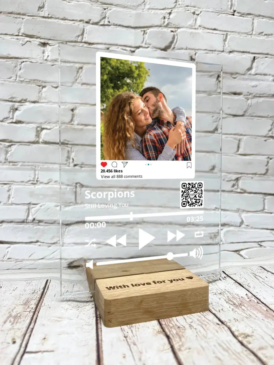Personalizuotas "So Player + Instagram + Heart" stiklinis posteris su jūsų nuotrauka TeeInBlue