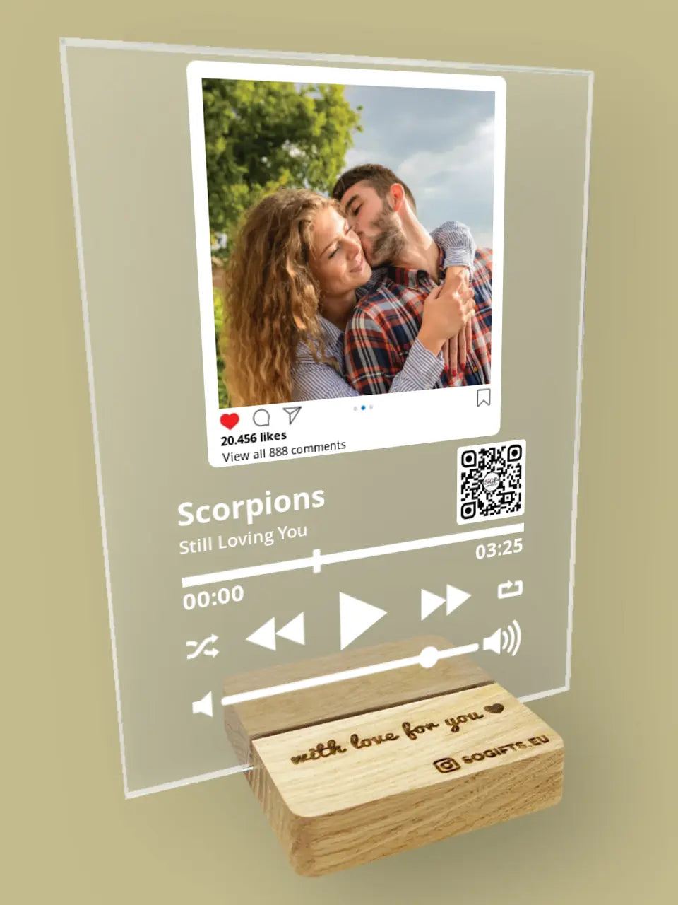Personalizuotas "So Player + Instagram + Heart" stiklinis posteris su jūsų nuotrauka