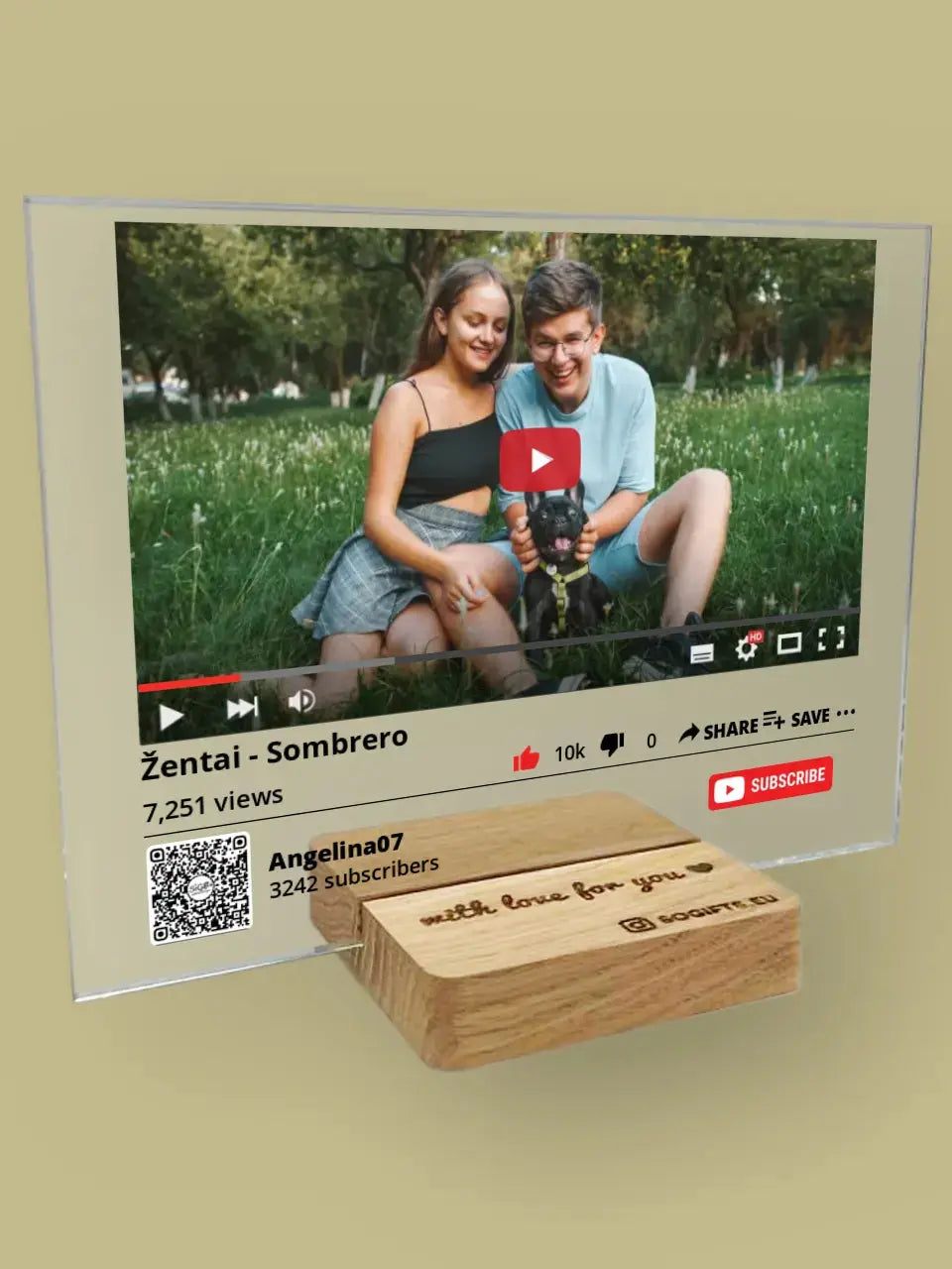 Personalizuotas "YouTube" stiklinis posteris su jūsų nuotrauka TeeInBlue