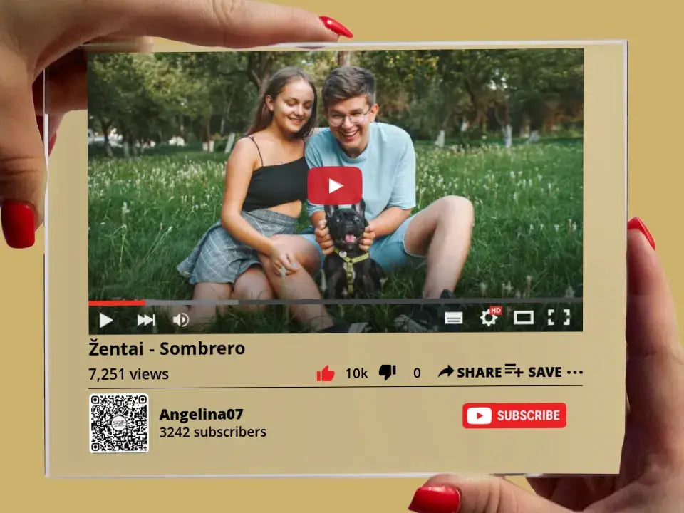 Personalizuotas "YouTube" stiklinis posteris su jūsų nuotrauka TeeInBlue