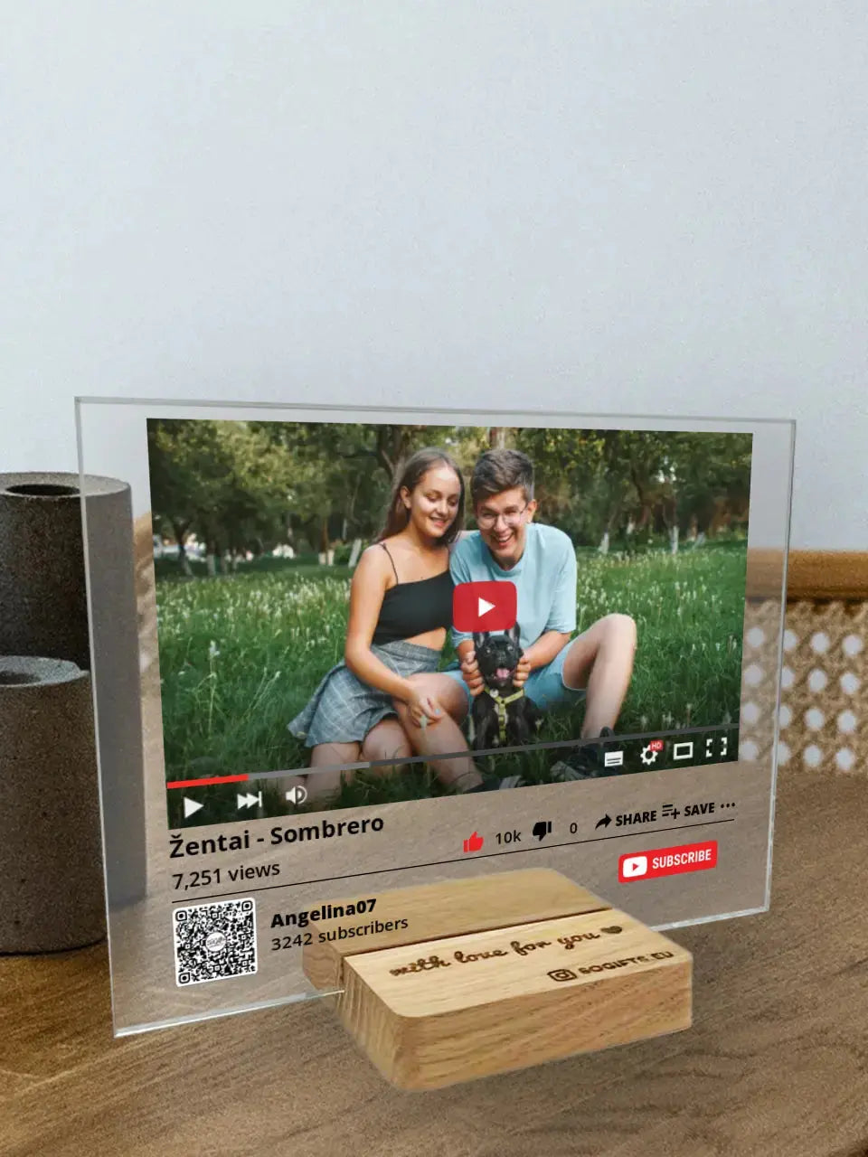 Personalizuotas "YouTube" stiklinis posteris su jūsų nuotrauka TeeInBlue