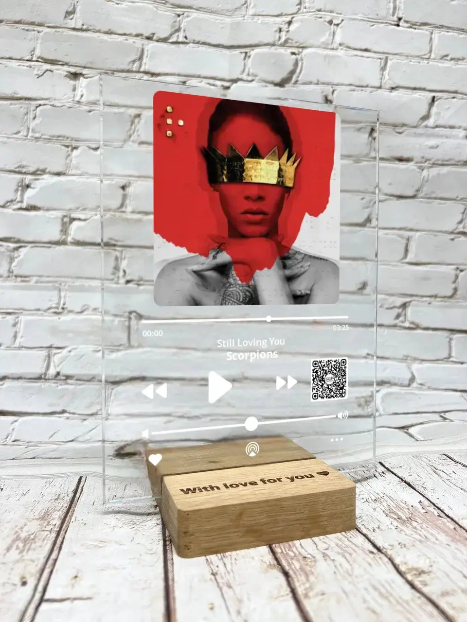 Personalizuotas "Apple Music" stiklinis posteris su jūsų nuotrauka TeeInBlue