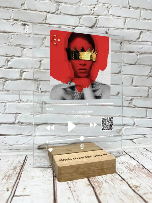 Personalizuotas "Apple Music" stiklinis posteris su jūsų nuotrauka TeeInBlue