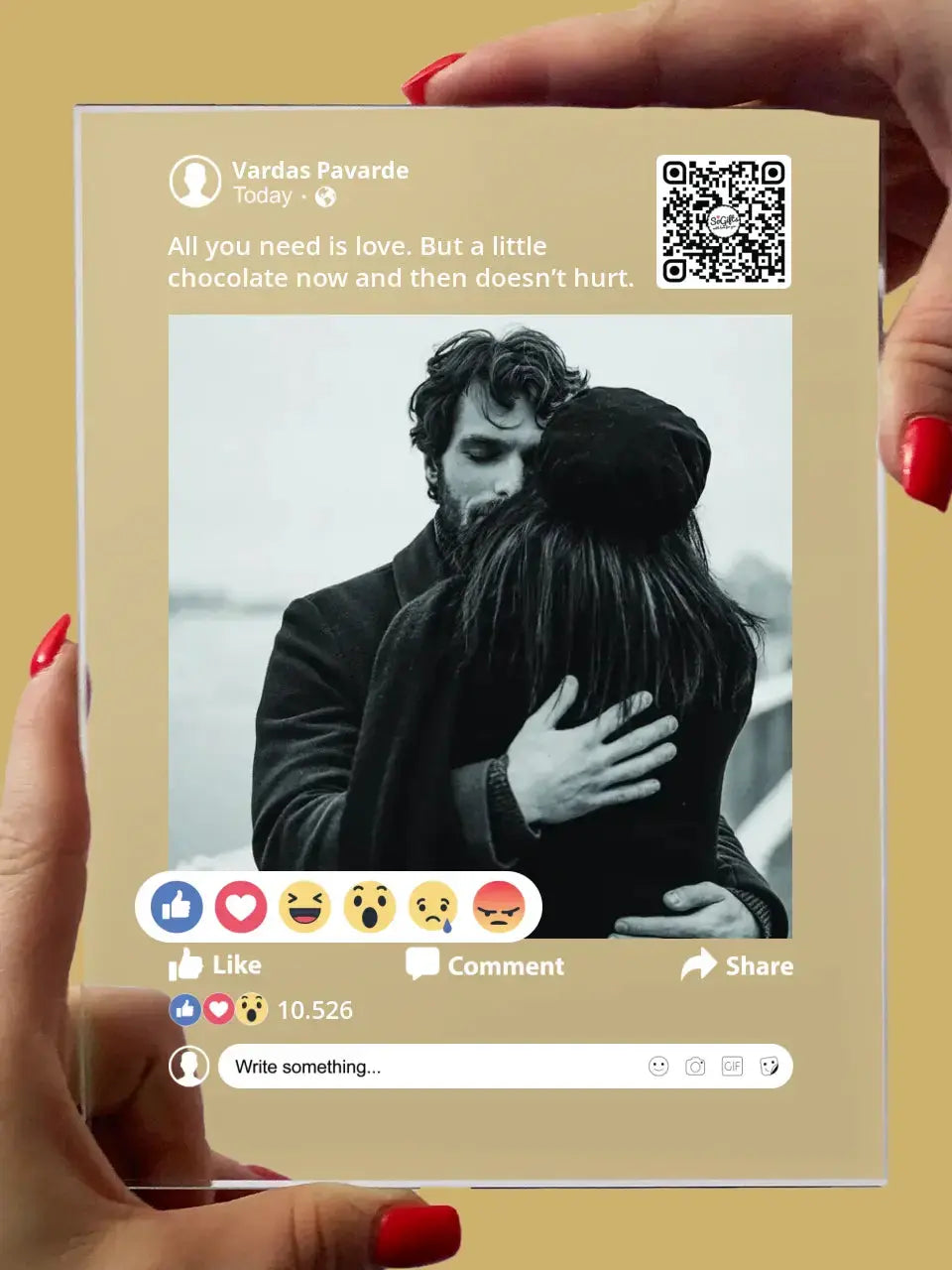 Personalizuotas "Facebook" stiklinis posteris su jūsų nuotrauka TeeInBlue