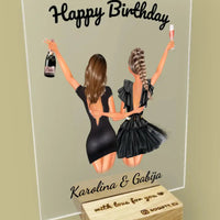 Personalizuota gimtadienio merginos iliustraciją, stiklinis posteris TeeInBlue