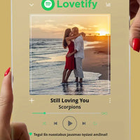 Personalizuotas "Lovetify" stiklinis posteris su jūsų nuotrauka, kaip spotify TeeInBlue