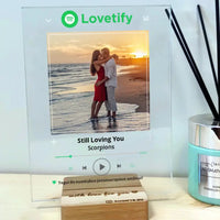 Personalizuotas "Lovetify" stiklinis posteris su jūsų nuotrauka, kaip spotify TeeInBlue