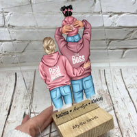 Personalizuotas "Tikra boso šeima" stiklinis posteris, iliustracijos sukurimas su vaiku TeeInBlue