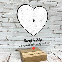 Personalizuotas Meilės žemėlapio stiklinis posteris su jūsų įsimintina vieta TeeInBlue