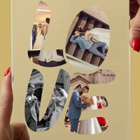 Personalizuotas "Didelės LOVE raidės" stiklinis posteris su jūsų nuotraukomis TeeInBlue