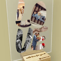 Personalizuotas "Didelės LOVE raidės" stiklinis posteris su jūsų nuotraukomis TeeInBlue