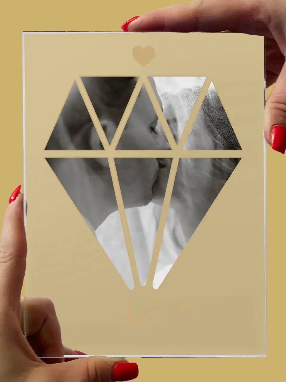 Personalizuotas "Diamand Love" stiklinis posteris su jūsų nuotrauka TeeInBlue