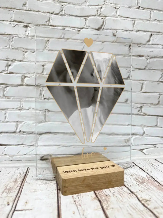 Personalizuotas "Diamand Love" stiklinis posteris su jūsų nuotrauka TeeInBlue