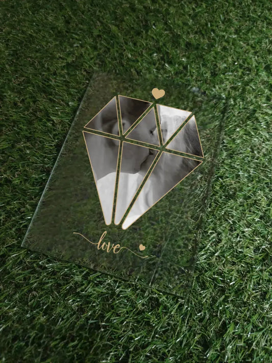 Personalizuotas "Diamand Love" stiklinis posteris su jūsų nuotrauka TeeInBlue