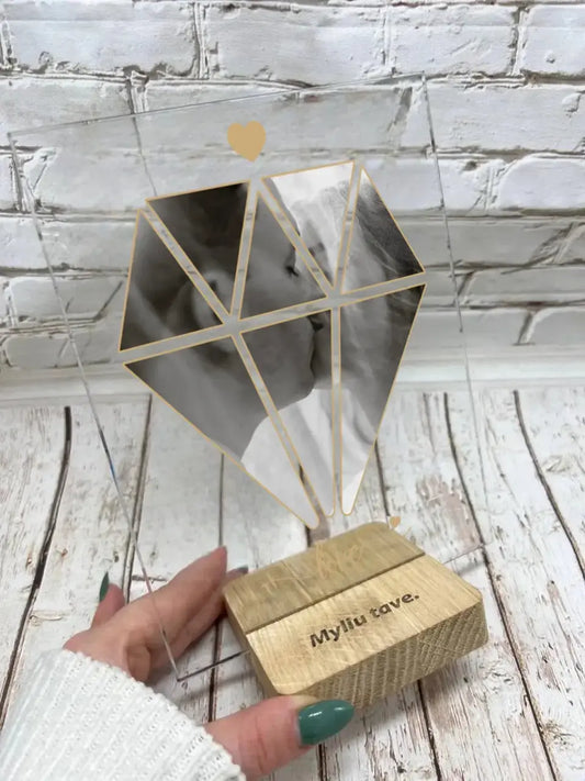 Personalizuotas "Diamand Love" stiklinis posteris su jūsų nuotrauka TeeInBlue