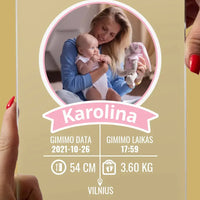 Personalizuotas "It's a Girl" stiklinis posteris su jūsų nuotrauka TeeInBlue