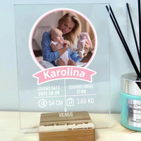 Personalizuotas "It's a Girl" stiklinis posteris su jūsų nuotrauka TeeInBlue