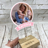 Personalizuotas "It's a Girl" stiklinis posteris su jūsų nuotrauka TeeInBlue