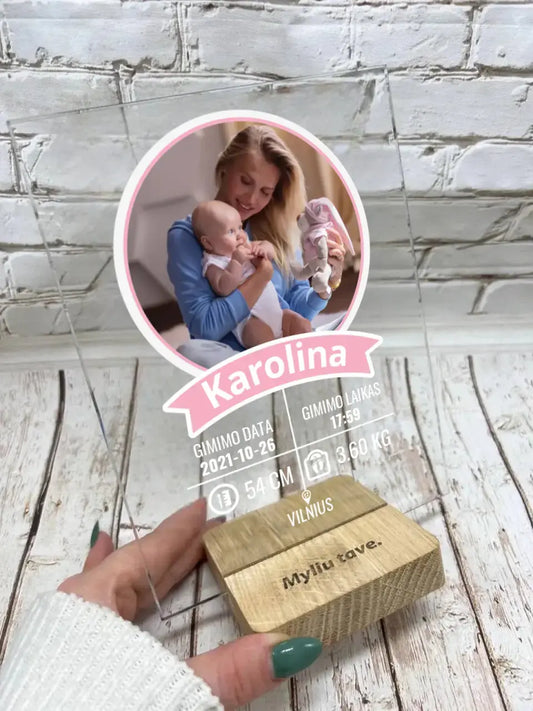 Personalizuotas "It's a Girl" stiklinis posteris su jūsų nuotrauka TeeInBlue