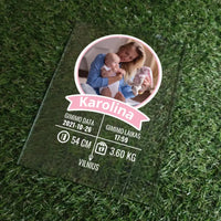 Personalizuotas "It's a Girl" stiklinis posteris su jūsų nuotrauka TeeInBlue